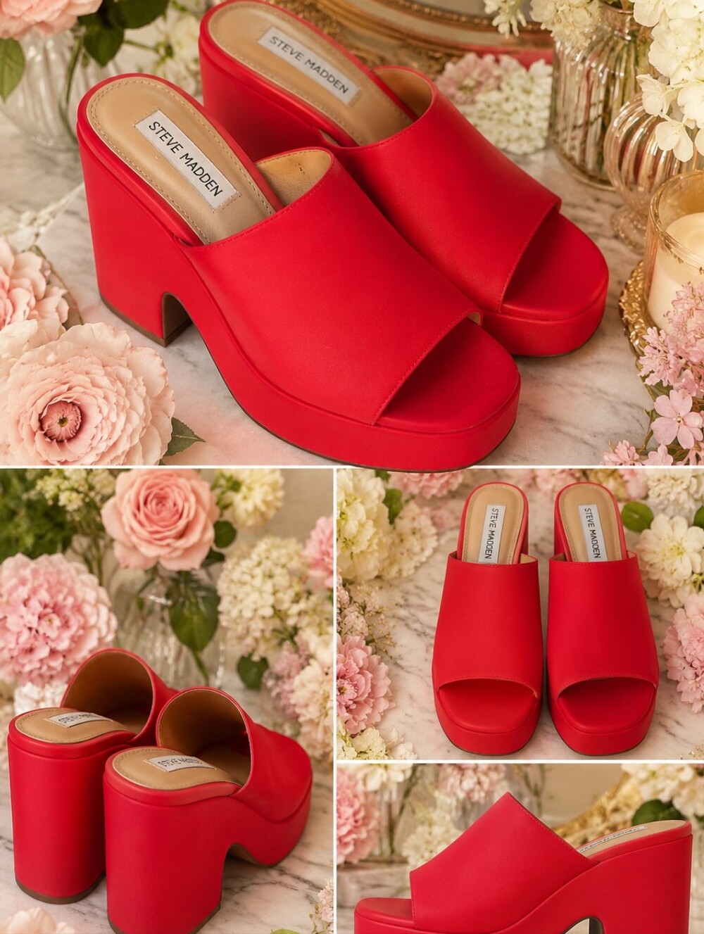 Steve Madden OBJECTTIVE Red Platform Wedge Mules | 8.5M EUC - Picture 3 of 7